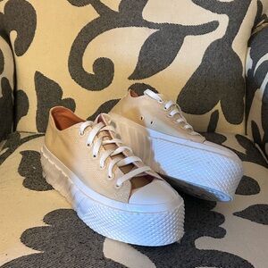 Converse All Star Lift 2X platform sneakers - Size 8.5 - Beige/Light Twine
